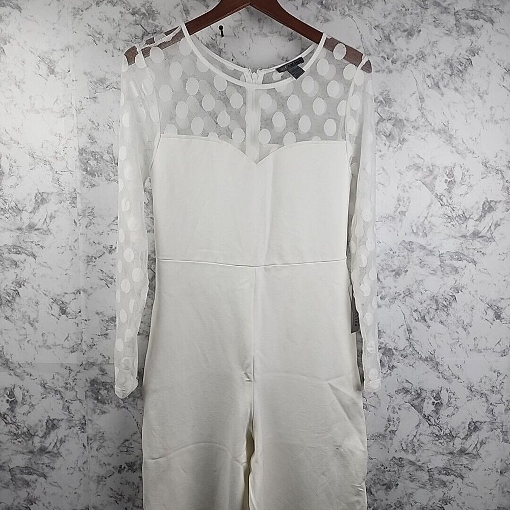 Love X Design Long Sleeve White Pocka Dots Bodysuit Jumper Size Large Graduation